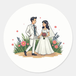 Vintage Wedding Couple Sticker