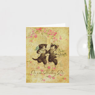 Vintage Wedding Day Cats Card Karte