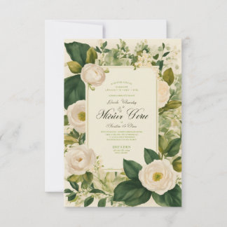 Vintage Wedding Einladung mit weißen Blume