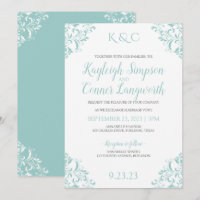 Vintage Wedding Einladungen | Türkisch Aquamarin