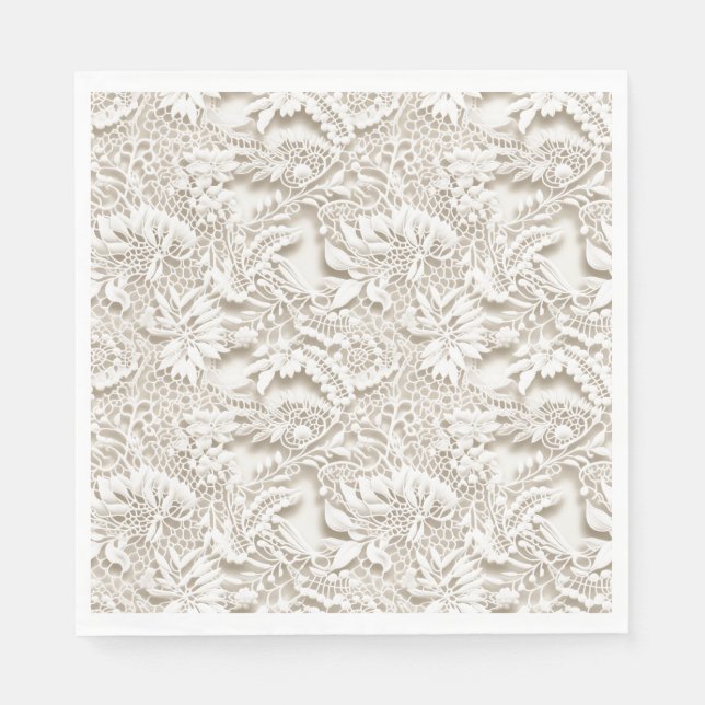 Vintage Wedding Floral White Lace Serviette (Vorderseite)