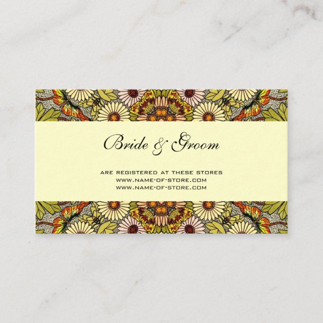 Vintage Wedding, Garden Blume Blumenschmetterlinge Begleitkarte (Vorderseite)