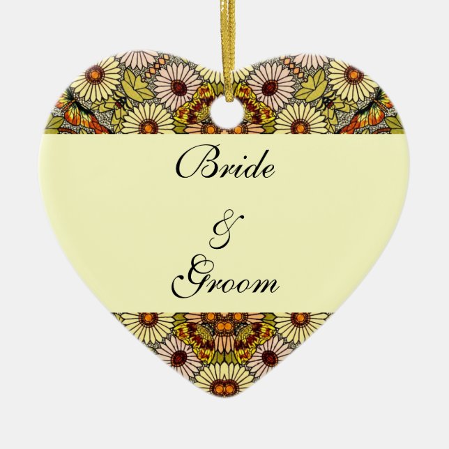 Vintage Wedding, Garden Blume Blumenschmetterlinge Keramik Ornament (Vorne)