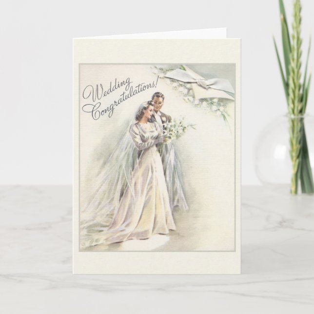 Vintage Wedding Glückwunschkarte Karte (Vorderseite)