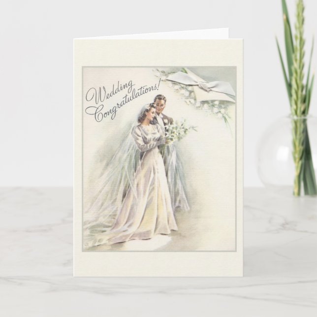 Vintage Wedding Glückwunschkarte Karte (Vorderseite)