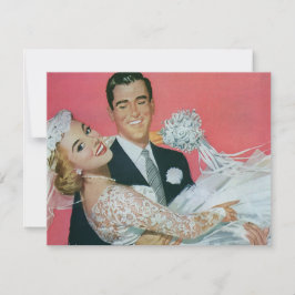 Vintage Wedding Happy Newlyweds, Save the Date! Einladung