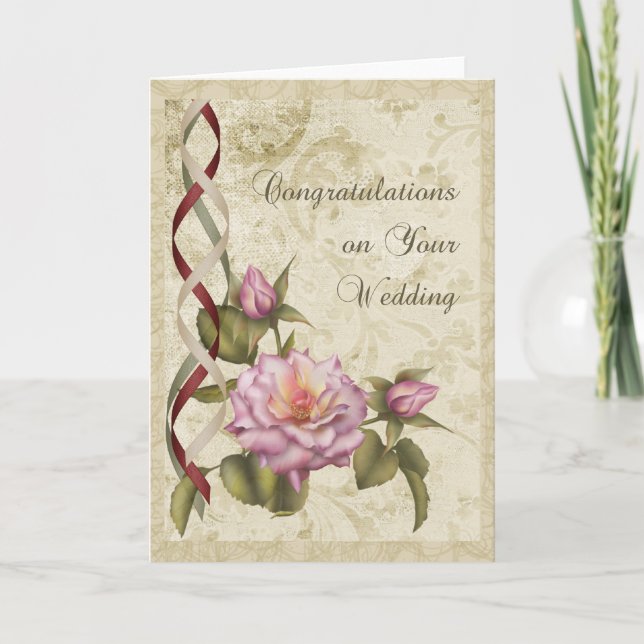 Vintage Wedding Herzlichen Glückwunsch Karte (Vorderseite)