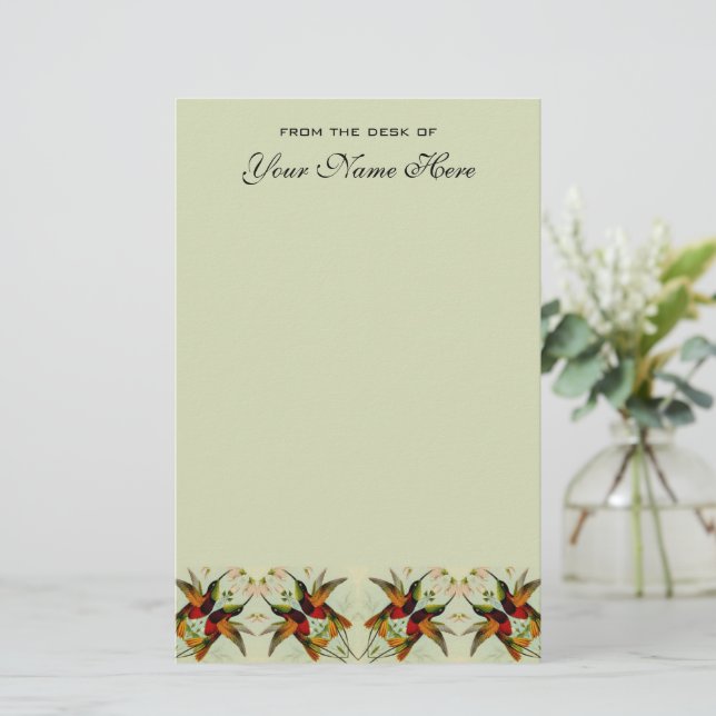 Vintage Wedding, Hummingbirds und Blume Briefpapier (Stehend Vorderseite)