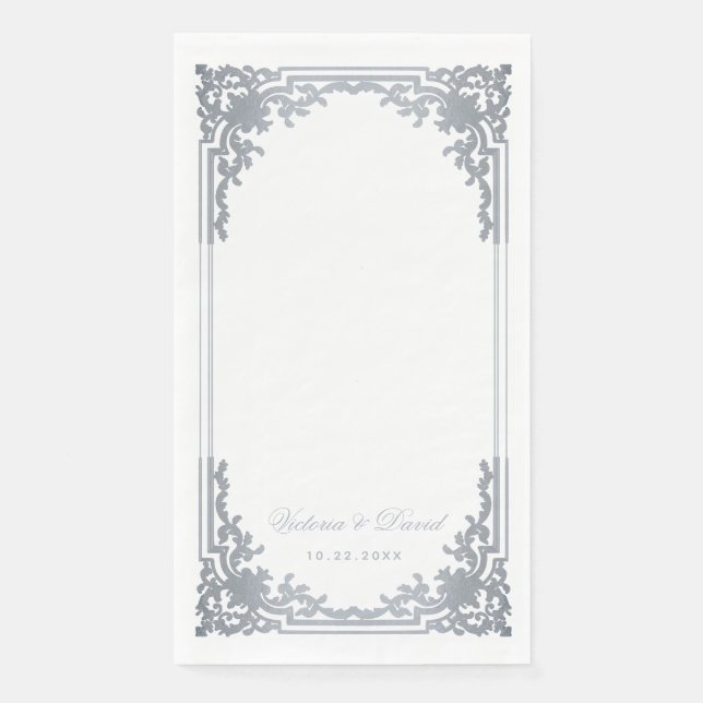 Vintage Wedding Imitats Silver Gray Elegantes Skri Serviette (Vorderseite)