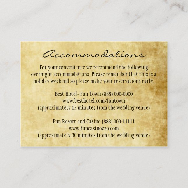 Vintage Wedding Insert Empfang Cards (Vorderseite)