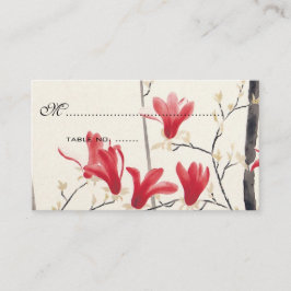 Vintage Wedding, japanischer Rosa Magnolia Tree Platzkarte