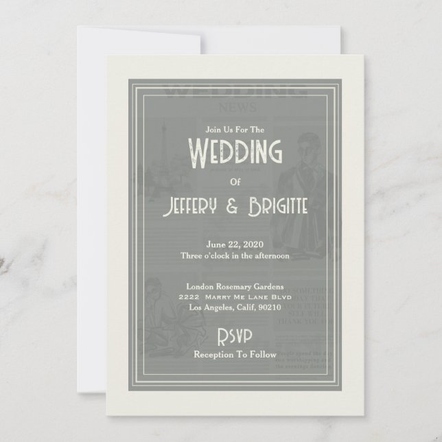 Vintage Wedding journal Invitation (Devant)