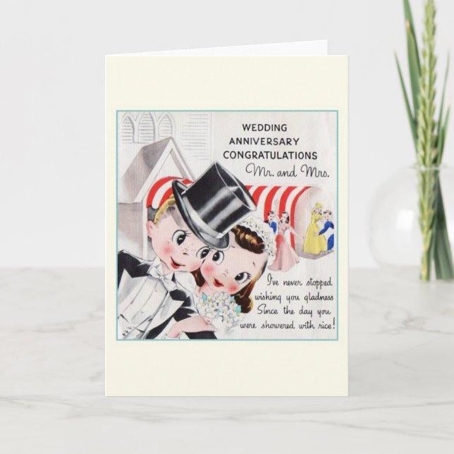 Vintage Wedding Jubiläumsgrüßkarte Karte (Vorderseite)