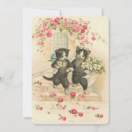 Vintage Wedding Kittens Einladung