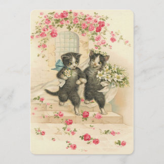 Vintage Wedding Kittens Einladung