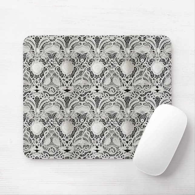 Vintage Wedding Lace Pattern Mousepad (Mit Mouse)