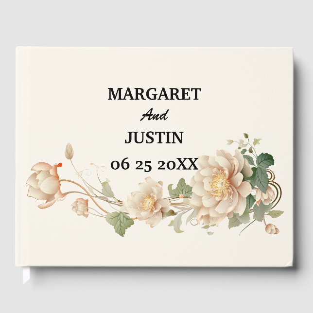 Vintage Wedding Lotus Blume Gästebuch (Vorderseite)