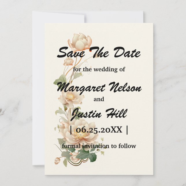 Vintage Wedding Lotus Blume Save The Date (Vorderseite)
