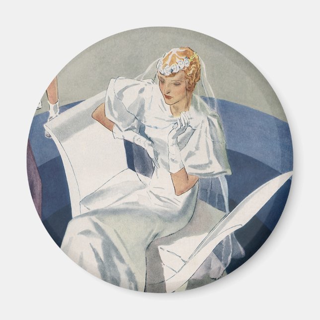 Vintage Wedding, Mid Century Modern Art Deco Magnet (Vorne)