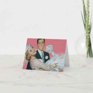 Vintage Wedding Newlyweds, Bride & Groom Thank You Dankeskarte