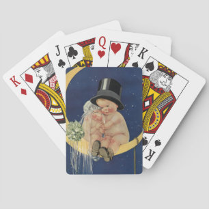 Vintage Wedding, Niedlich Bridge and Groom on a Mo Spielkarten
