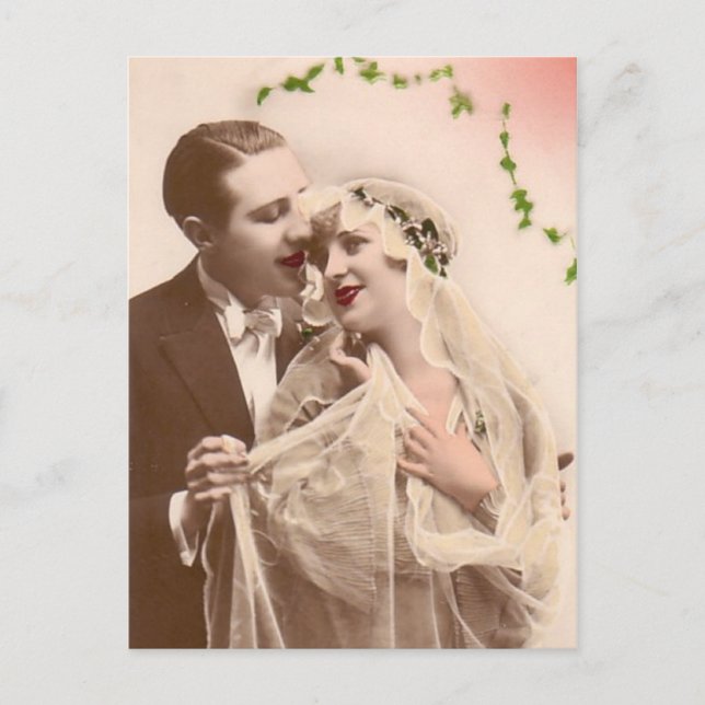 Vintage Wedding Postcard Postkarte (Vorderseite)