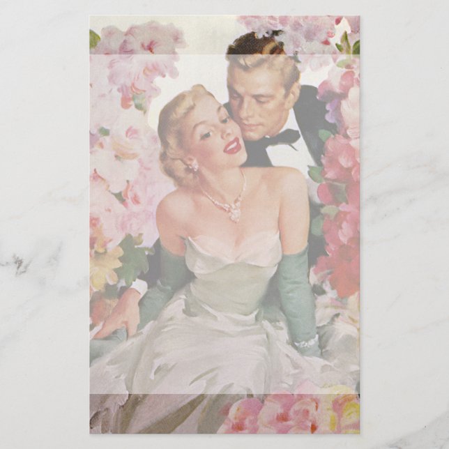 Vintage Wedding, Retro Bridge und Groom Newlyweds (Vorderseite)