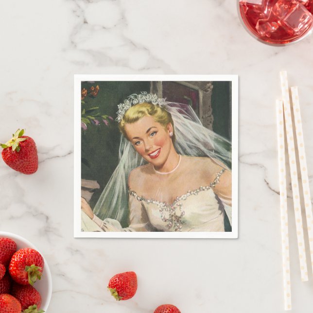 Vintage Wedding, Retro Bridge with Flower Girl Serviette (Beispiel)
