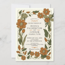 Vintage Wedding rétro floral Invitation