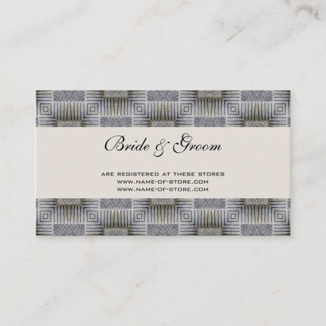Vintage Wedding, Retro Graue Quadrate und Streifen Begleitkarte (Vorderseite)