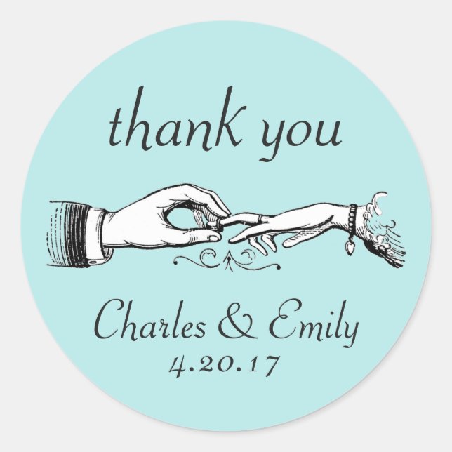 Vintage Wedding Ring Danke Aqua Sticker (Vorderseite)