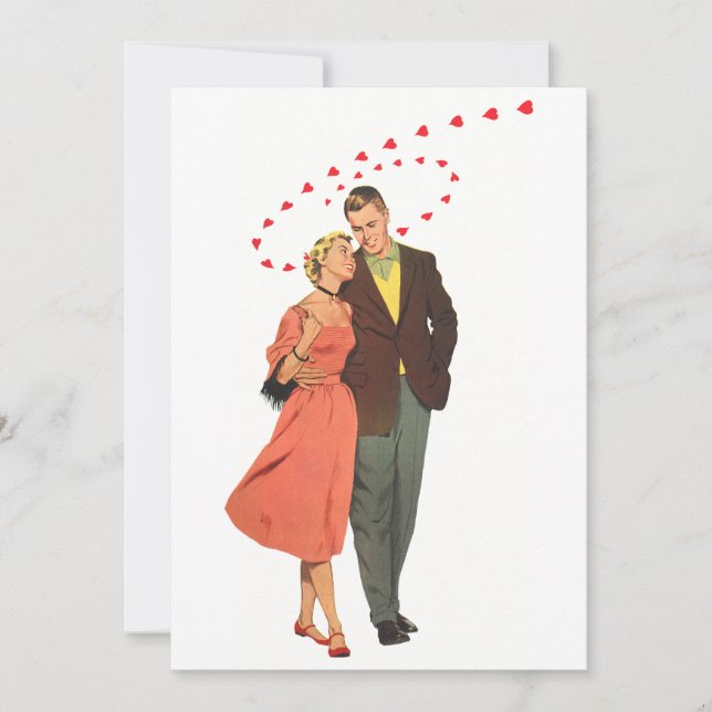 Vintage Wedding, Romantische Herzen Save the Date Einladung (Vorderseite)
