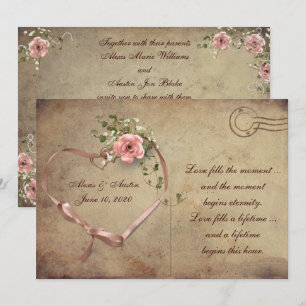 Vintage Wedding Rose Postkarte