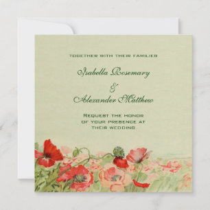 Vintage Wedding, Rote Mohn Blume Blumenwiese Einladung