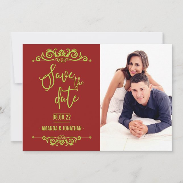 Vintage Wedding Save the Date personalisiertes Fot (Vorderseite)