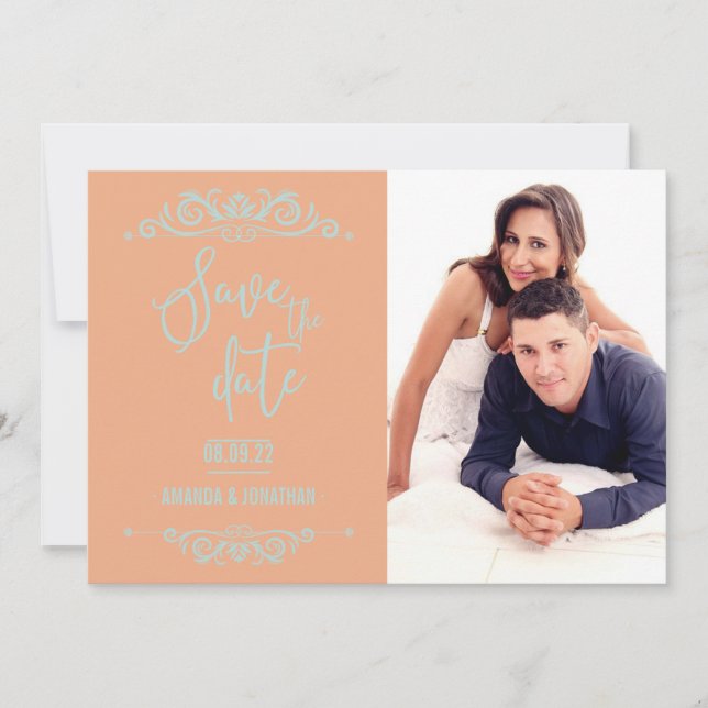 Vintage Wedding Save the Date personalisiertes Fot (Vorderseite)