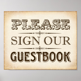 Vintage Wedding SIGN UNSERES GÄSTEBUCHS signieren  Poster