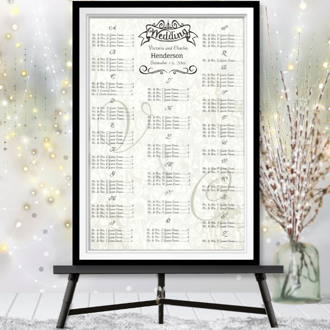 Vintage Wedding Special Event Gästekarte Poster (To see frame and mat pricing,  Please choose your options.)