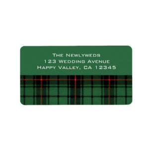 Vintage Wedding, Tartan Davidson Modernes Muster Adressaufkleber