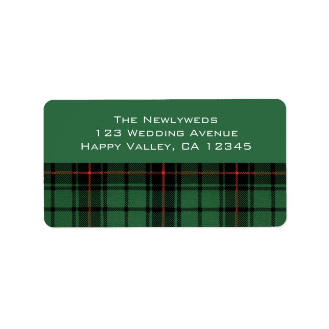 Vintage Wedding, Tartan Davidson Modernes Muster Adressaufkleber (Vorne)