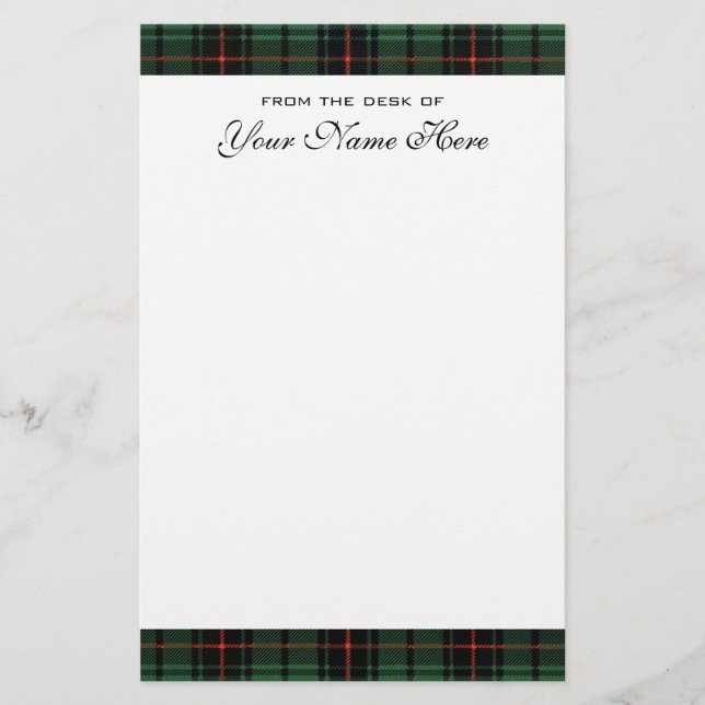 Vintage Wedding, Tartan Davidson Modernes Muster Briefpapier (Vorderseite)
