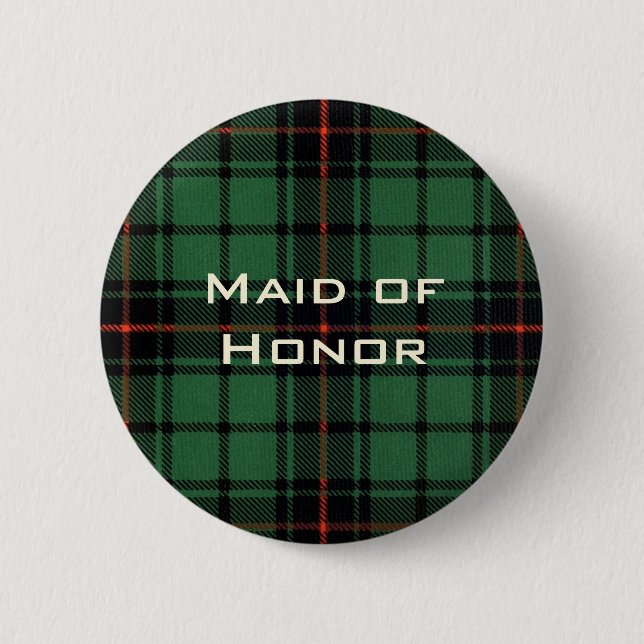 Vintage Wedding, Tartan Davidson Modernes Muster Button (Vorderseite)