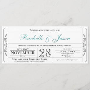 Vintage Wedding Ticket Einladung