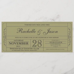 Vintage Wedding Ticket Einladung