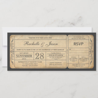 Vintage Wedding Ticket Einladung mit UAWG