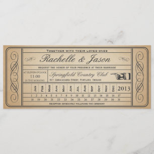 Vintage Wedding Ticket II Punchout Einladung