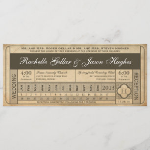 Vintage Wedding Ticket III Punchout Einladung