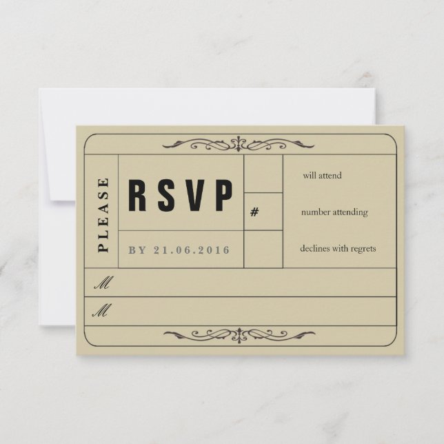 Vintage Wedding Ticket RSVP Card (Vorderseite)