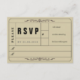 Vintage Wedding Ticket RSVP Card Karte