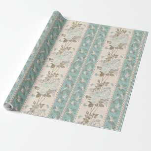 Vintage Wedding Türkis Floral Doves Schmetterlinge Geschenkpapier